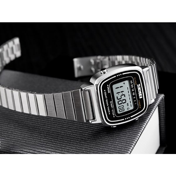 Armbandsur Elektronisk 7-färgers digital klocka i rostfritt stål