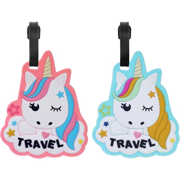 2 stk Unicorn mønster bagasjelapp, håndveskelapp silikon bagasjelapp