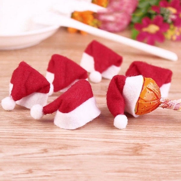 30 stycken Mini jul Lollipop Hat Mini jul Claus hattar jul