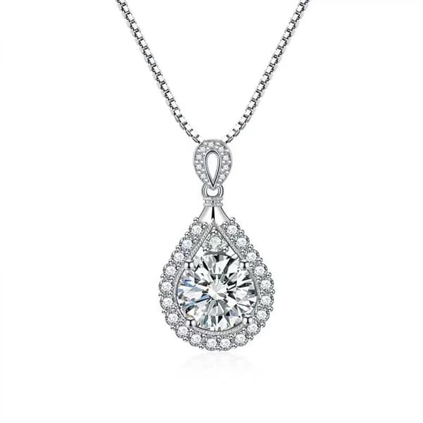 925 Sterling Sølv Tåredråpe Smykker Zirkon Henge Halskjede