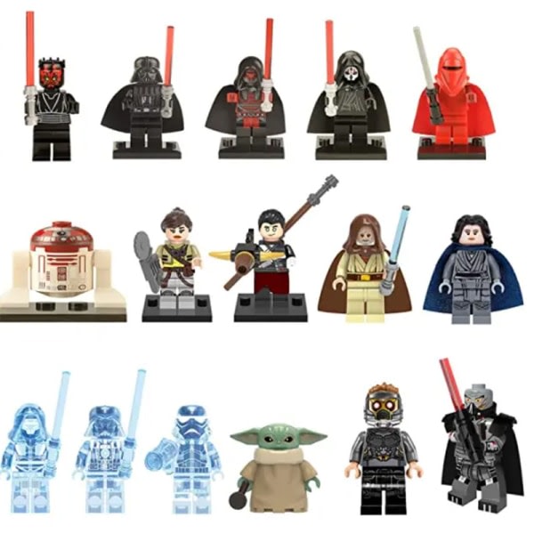 SQBB Små partiklar av 16 Star Wars byggklossar leksaker