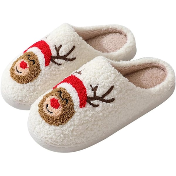 Plush Jultofflor för Kvinnor och Män, Rolig Älgdesign Red pure B 42/43 EU