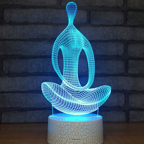 3D optisk illusionsnattlampa legetøj, fjernbetjening, dæmpbar