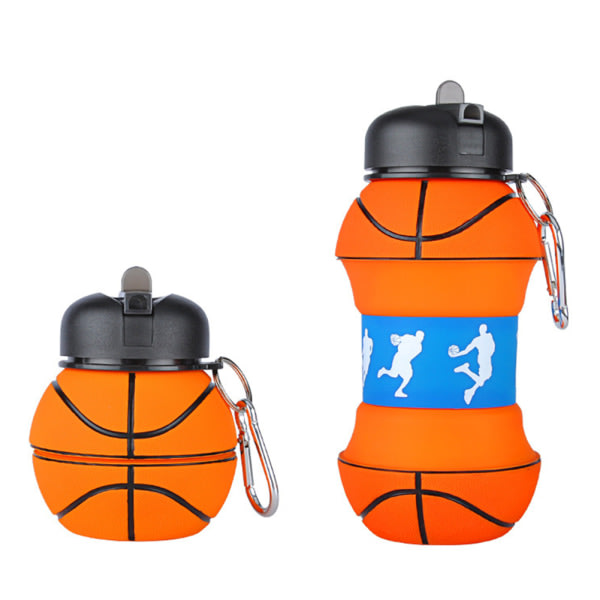 Hopfällbar silikonvattenflaska Bärbar läcksäker sportvattenkokare Tätning Anti-dropp resekopp Basketflaska