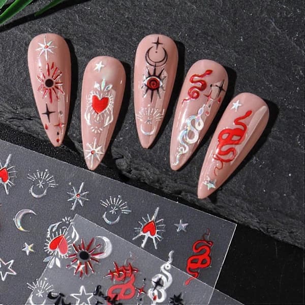 Orm Nagelsticker - 3D Kjærlighet Orm Laser—max