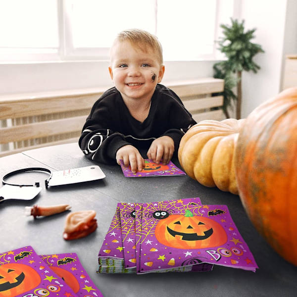 40 Halloween Papirservietter, Gresskar, Spøkelse, Heks Design for Party Borddekor