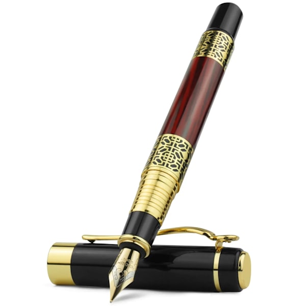 Retro Metal Fountain Pen F Nib Klassisk Design Med Konverter Høj Kvalitet Til Virksomhed Skrive Kontor Skole Leverancer Papirbygninger Brun F