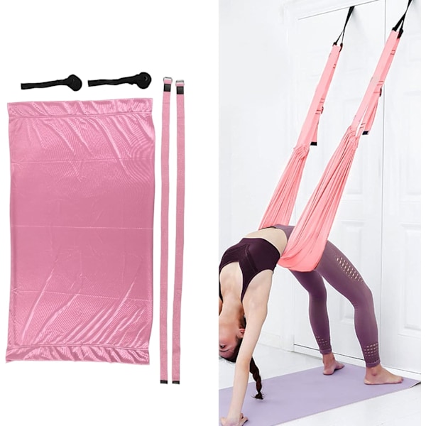 Yogahängmatta, handstativ, delad benstretch, träningshängmatta, bärbar, elastisk, lufthängmatta för hemmet ROSA