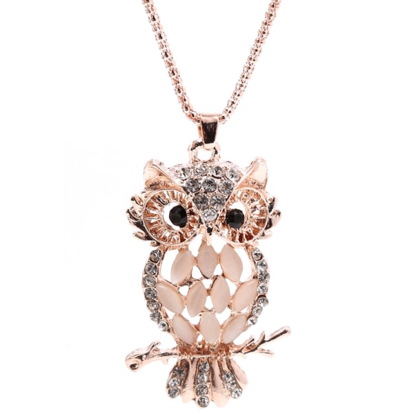 SQBB Kvinnor Lady elegant mousserande Owl Crystal charmiga silkeslena halsband hängen