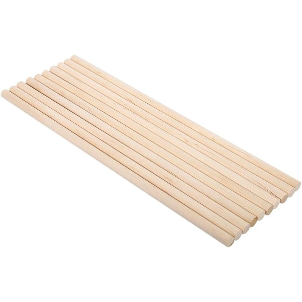 Puutikut, 10 kpl 30 cm pitkiä DIY-askartelutikut Puutikut Tankopuut Söpöt puut Puutyökalut 5 kokoa (10MM*30CM) 10MM*30CM