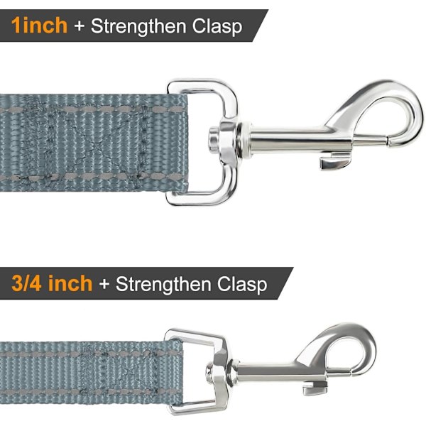 Reflekterende Hundeleie, Polstret Håndtak Nylon, 5FT Grå for Mellomstore og Store Hunder Grey 5 ft Standard