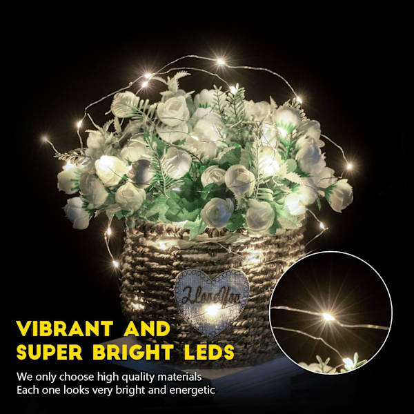 24 Pak LED Fejlys, 7ft 20 LED til Bryllup, Fest, Soveværelse White 24 Pack