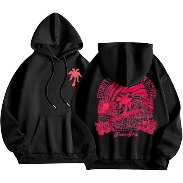 Palm Puff Hoodie til Kvinder 2025 Pink Grafisk Hoodie Black