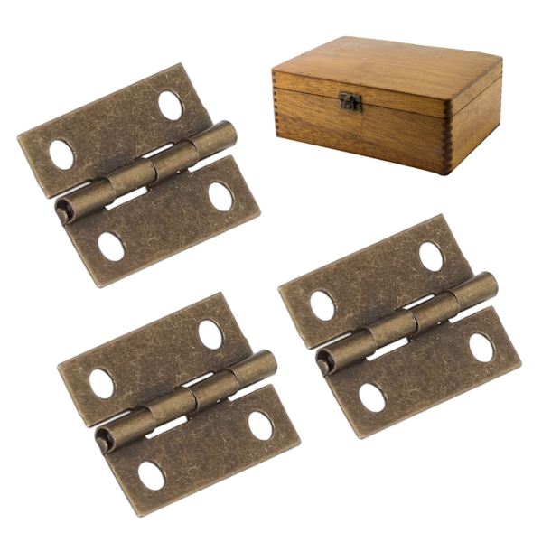 50 st smyckeskrin gångjärn 0,6x0,9 tum hållbara metall retro stil zinkpläterade fällbara bakre gångjärn set för reparation DIY