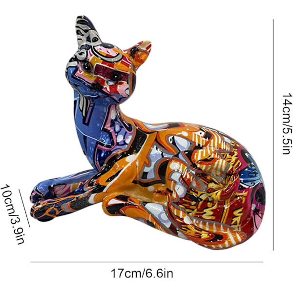 Harts graffiti kattestatuer | Dekorative pyntefigurer | Bardisk og tilbehør til boligindretning Benägen position