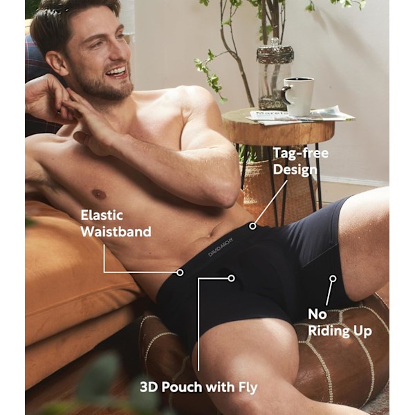 Miesten Alusvaatteet ComfortSoft Hihkaava, Hengittävä Puuvilla Boxer-Alushousut Miehille 6 Paketti Musta 3XL Black 3XL