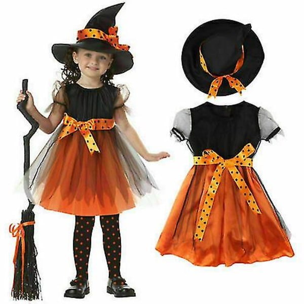 Barns Halloween Häxdräkt Halloween Cosplay Klänning Halloween Kostymer För tjejer