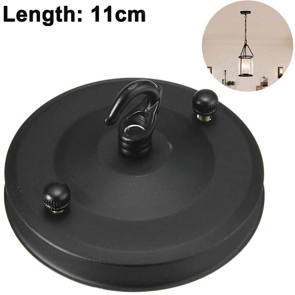 Lamp skärm kit, retro taklampa takplatta med krok, svart, utan ljuskälla, lämplig för vardagsrum, sovrum,