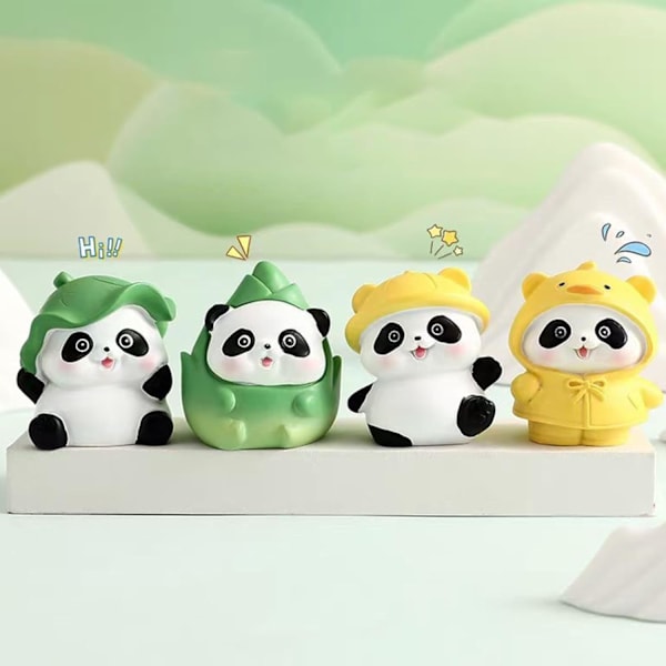 Panda figurer | Tegnede harts panda skulpturer | Kreative miniature til boligindretning Alla