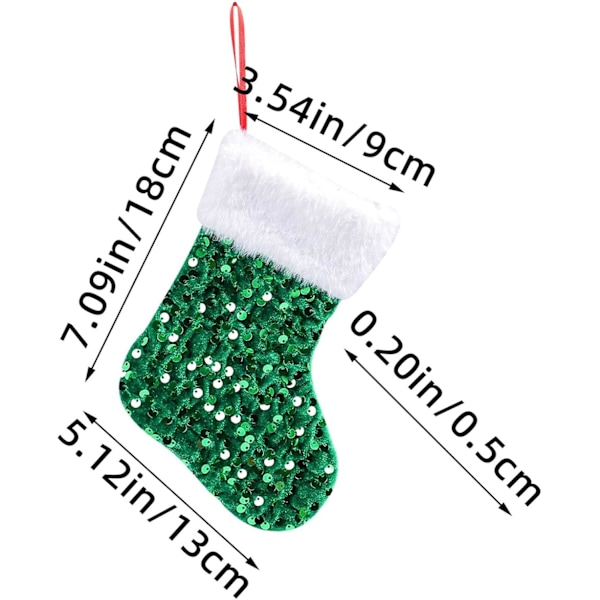 Julstrumpa | Glittrig julstrumpa | Juldekoration | Julstrumpor | Heminredning | Hållare för barn julstrumpor | Glittrande julstrumpa till jul gRÖN