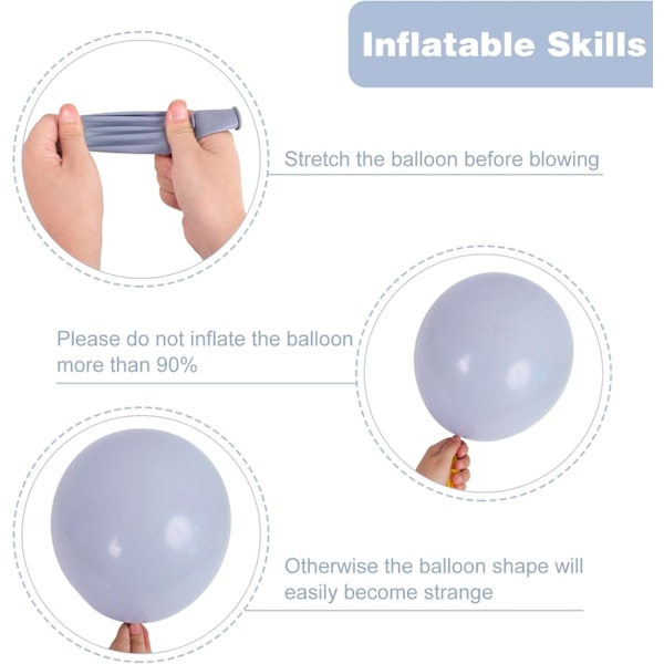 129 stk Retro Blå Balloner i Forskellige Størrelser 18 12 10 5 Tommer Latex Dusty Blå Ballong Girland Bue