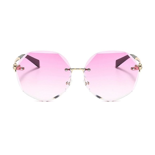 Runda solglasögon utan bågar Solglasögon för kvinnor (gradient rosa)