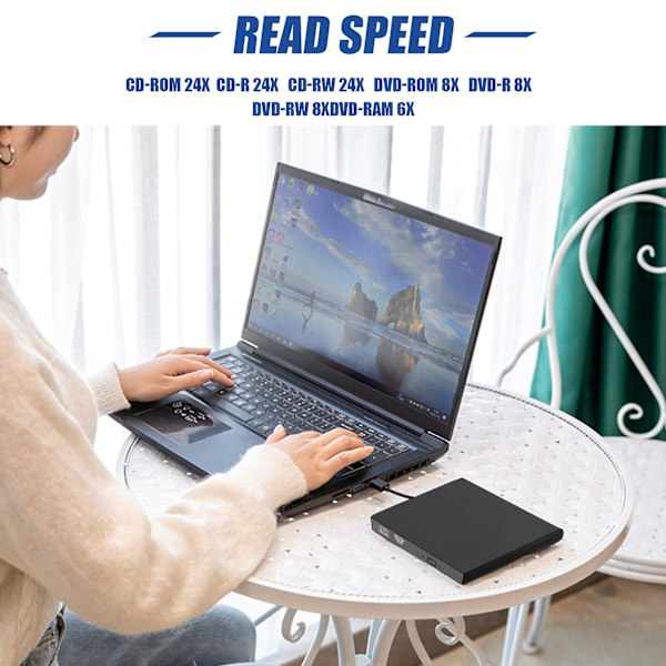 Universell bil USB 2.0 Portabel Extern Ultra Speed ​​Cd-rom DVD-spelare Drive Car Disc Support för bärbar dator Stationär