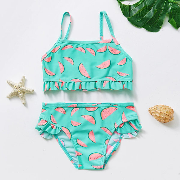 1~14Y Flickbaddräkt Flickbaddräkt Set Bikiniset för barn Biquini Infantil Baddräkt för barn-ST108mix ST289 grön 2-3 år