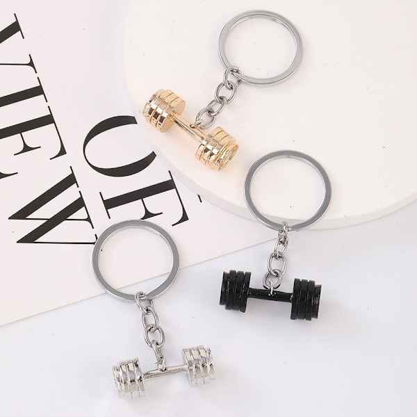 1 stk. miniatyrdumbbell i titanlegering, fitness-gym-nøglering E E