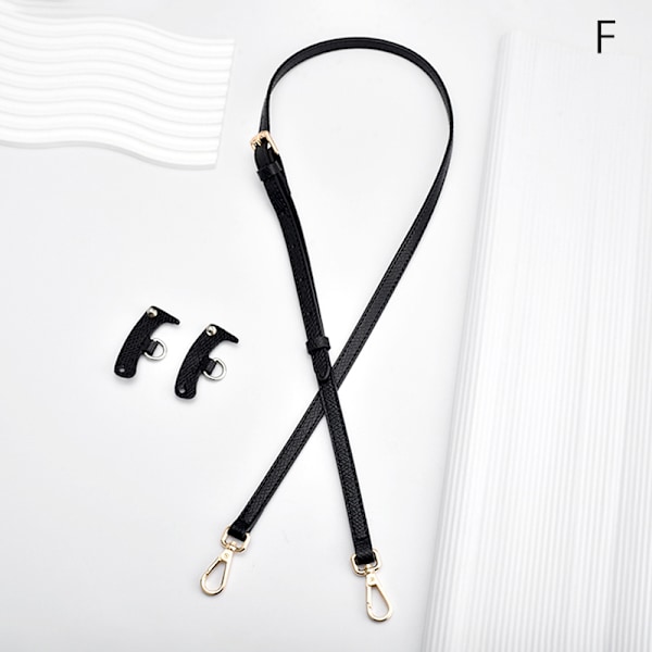 1Set Väskrem För Mini Punch-Free Läder Axelrem Svart med guld Black with gold
