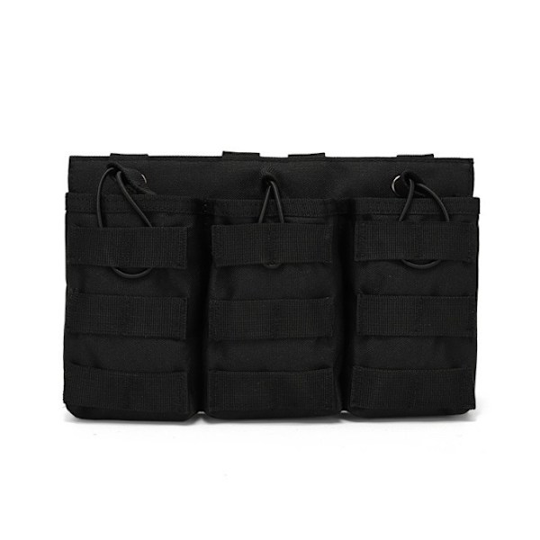 Taktisk trippel magasin klips lomme felt vest Molle tilbehør kit Diverse taske opbevaringspose Intercom-pakke Patron hofte taske Sort 3L