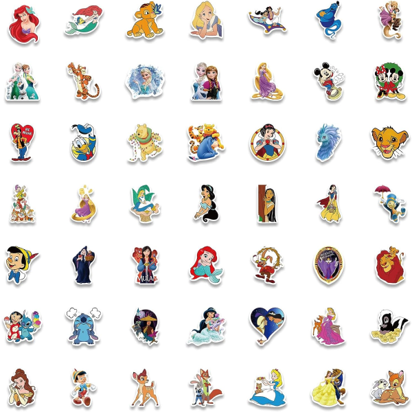 CQBB 100 st blandade Disney-klistermärken för barn, Kawaii Princess-klistermärken för vattenflaska Laptop Vattentät animationsdekal för tonåringar