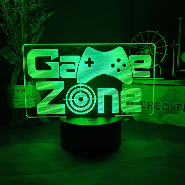 3D LED-lampe Spillromlampe Spill NightLight Gaming Bordslampe for barn Hodetelefoner Game Zone Lights Hjemmedekorasjon Gave Svart base INGEN Fjernkontroll