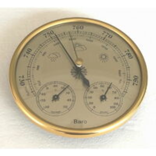 1. Barometer, værstasjon med barometer og hygrometer, th