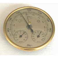 1. Barometer, vejrstation med barometer og hygrometer, th
