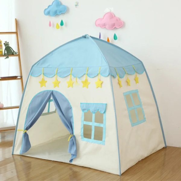Lasten teltti Sisä- ja ulkotiloihin Peli Puutarha Tipi Prinsessalinna Taittuva Cubby Leikkikalu Teltta Enfant Huone Talo Teepe E Leikkimökki sininen