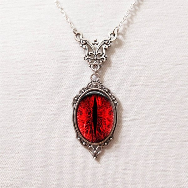Vintage Goth röd kattöga hänge halsband Crystal nyckelbenskedja Dragon Eyes halsband för kvinnor vän mode smycken