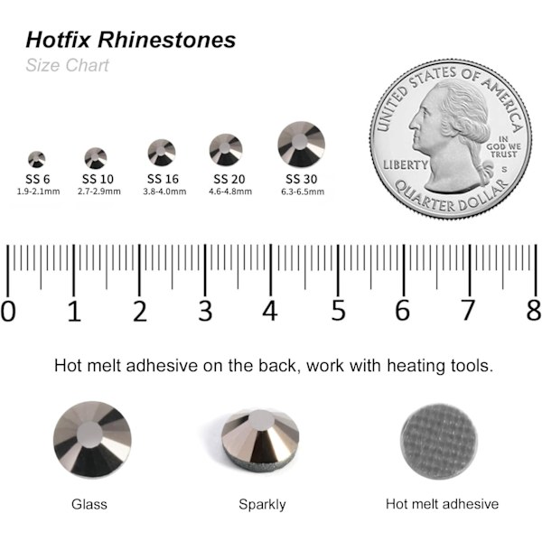 6000 stk. Hematit Hotfix Rhinestones, SS10, 2,7-2,9 mm til Håndværk & Tøj Hematite SS10
