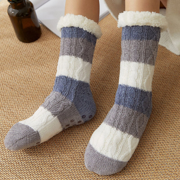 Sovende sokker Snøsokker Dame Vinter Varme Tøfler Mattsokker Blue & White