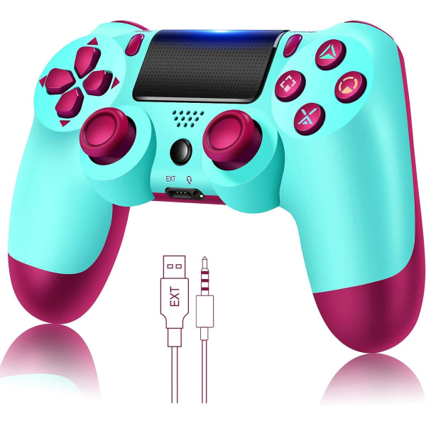 Trådløs PS4-kontroller, Playstation 4-fjernkontroll med ladekabel, Berry Blue-fjernkontroll, ny modell