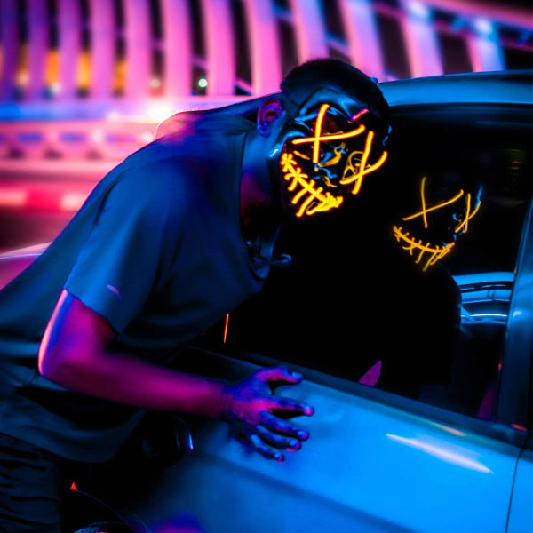 Halloween Mask LED tänds för Cosplay kostymfester gul SQBB