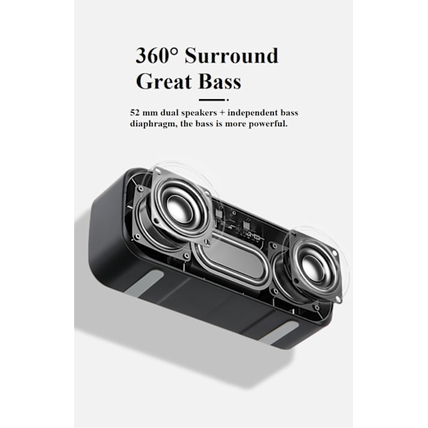 Bluetooth-högtalare Dual Speaker Lighting Portable Card Radio (svart),