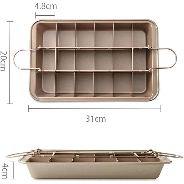 Brownieform med avdelare, 18 förskivad Brownie-bakplåt, Brownie-tårtformsavdelare Chokladtårtform Non-Stick delad brownie