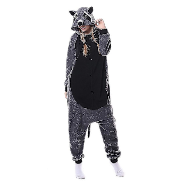 Vaskebjørn Kostume til Voksne Dyr Helkrops Pyjamas Halloween Jul Lysegrå Light Grey M