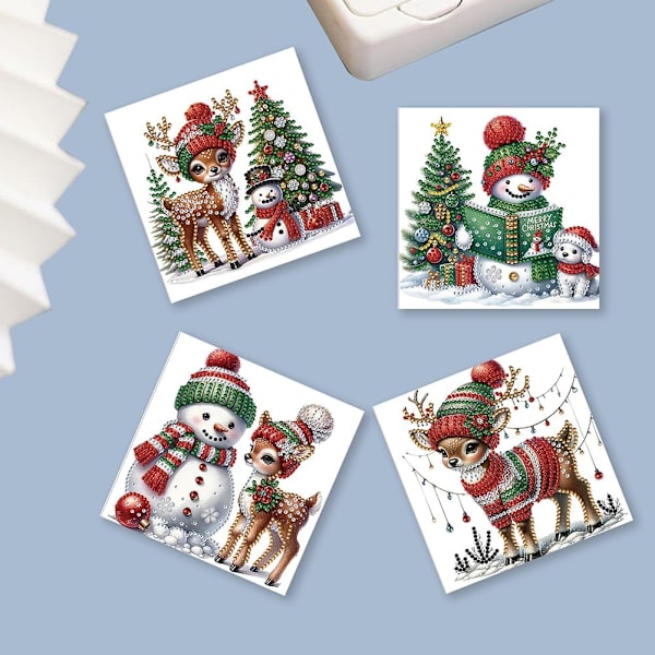 DIY Diamantkonst Julgranskortsset, 12/8/6/4-pack, Handgjorda Julhälsningar HK052