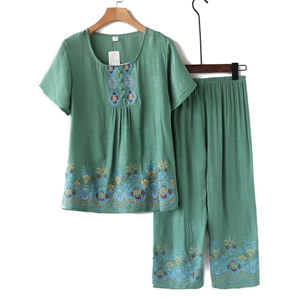 Varumärken Designer Dam Sovkläder Sommar Dam Pyjamas Set Tunn Lös Kortärmad Pyjamas Kvinnor Ventilation Hemkläder Blå 2 4XL 70-80Kg