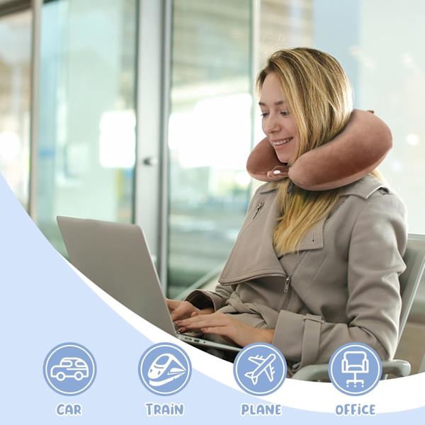 Rejsepude Nakkepude Memory Foam Rejsepuder Hovedstøttepude til fly, tog, bil, kontorrejsende, essentielle flypuder til en lang tid Brow Brown One Size