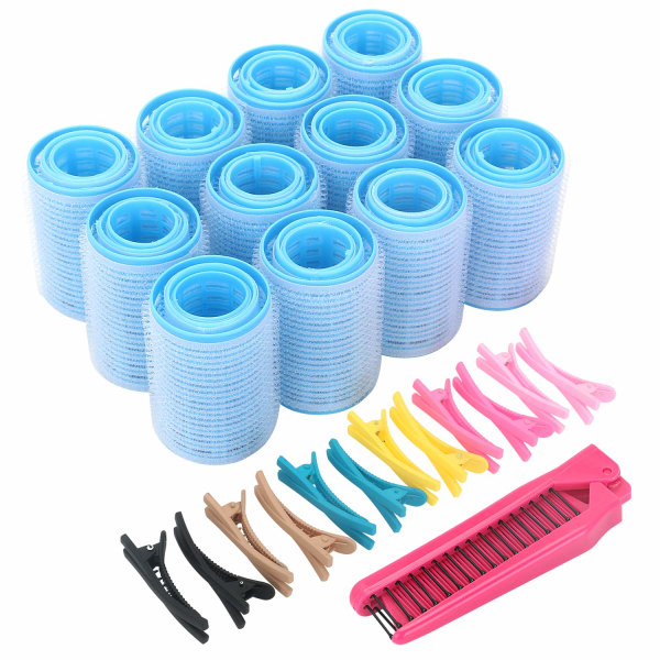 CQBB Self Grip Hair Rollers Set, med frisörrullare (stor,