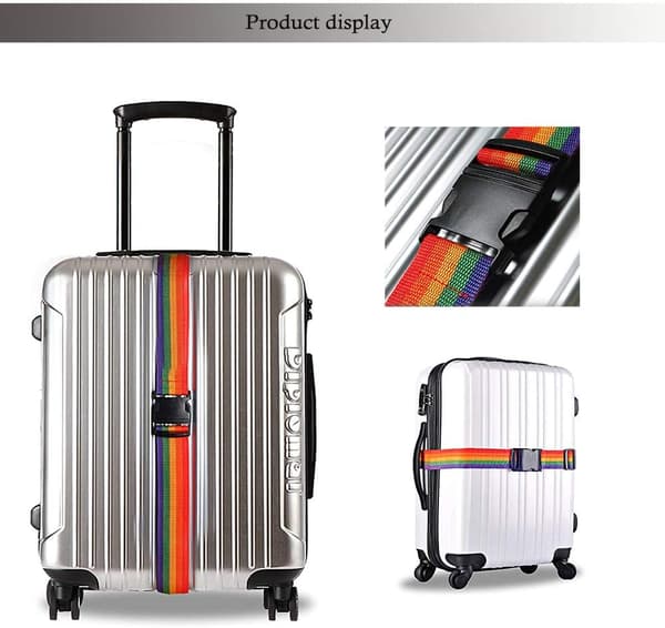4-pack Justerbara Resväskor, TSA-Godkända Tunga Reseband (Regnbåge)