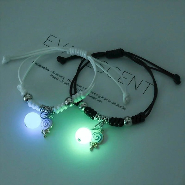 Mode Luminous Beads Star Par Armband Naisille Miehille Charm Kissa Kukka Sydän Avaimenperä Risti Sopiva Ystävä Armband Korut BR22Y0267-8